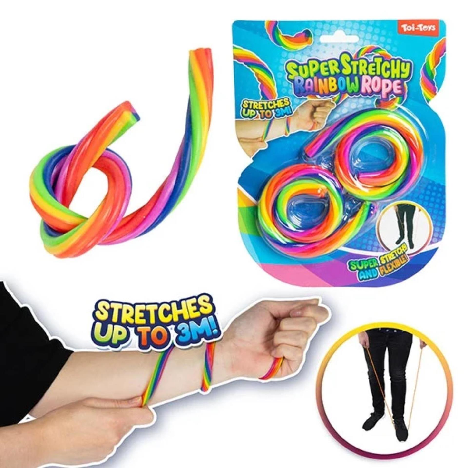 Toi-toys super rekbaar touw rainbow 2 stuks