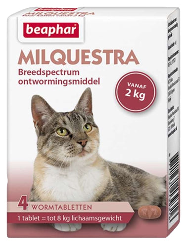 Beaphar milquestra wormtabletten kat - 4 tabletten - ontworming kat vanaf 2kg