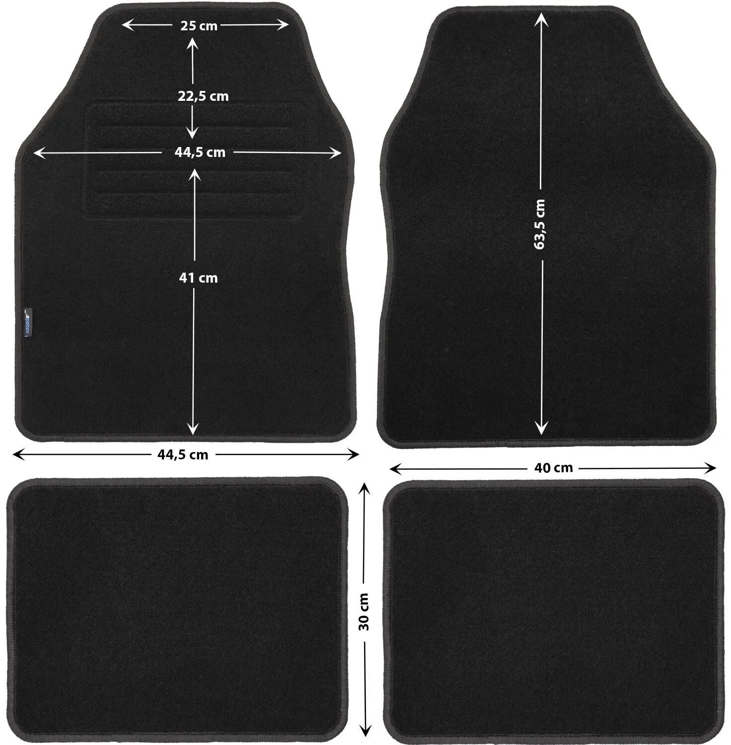 Petex fußmatte florida 3 car carpet florida3 gr.0 black 4-piece