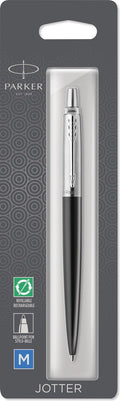 Parker jotter-balpen | bond street black met chromen rand | medium punt met blauwe inkt