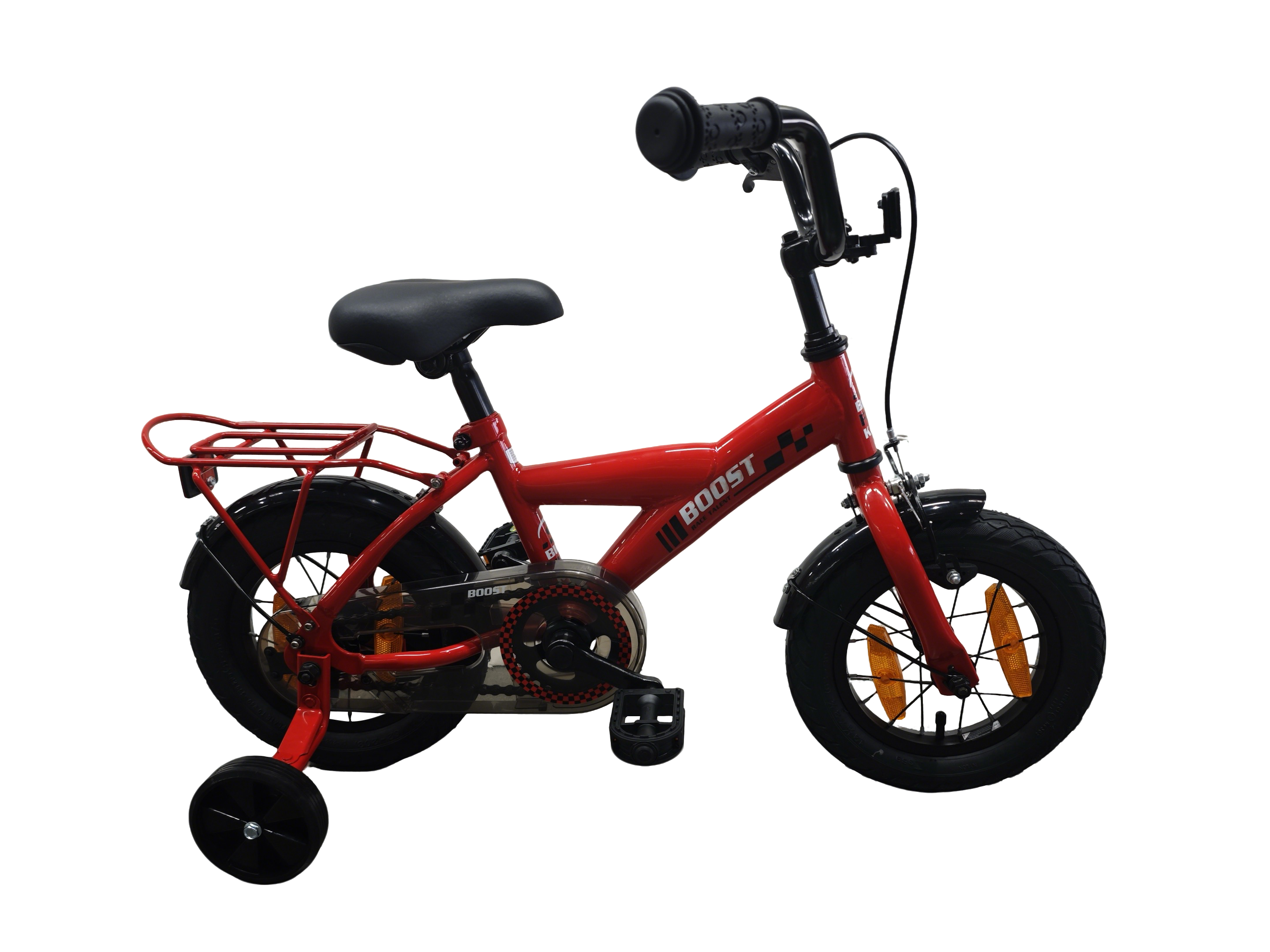 Bikefun Kinderfahrrad Boost 12 Zoll – mit Stützrädern und Bremsnabe – rot