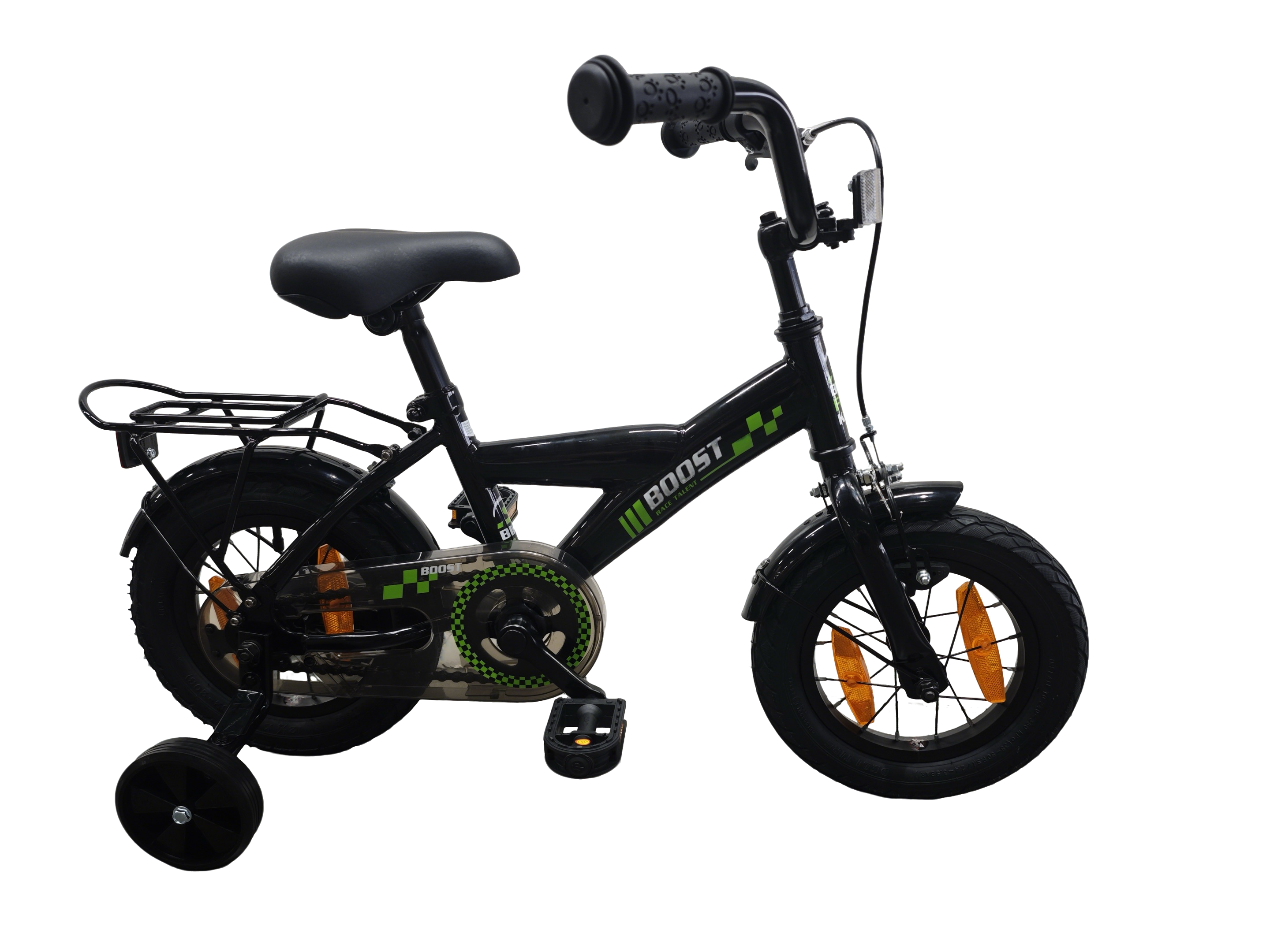 Bikefun Kinderfahrrad Boost 12 Zoll – mit Stützrädern und Bremsnabe – schwarz