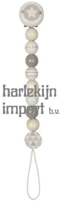 Goki Holzschnullerkette Stern grau