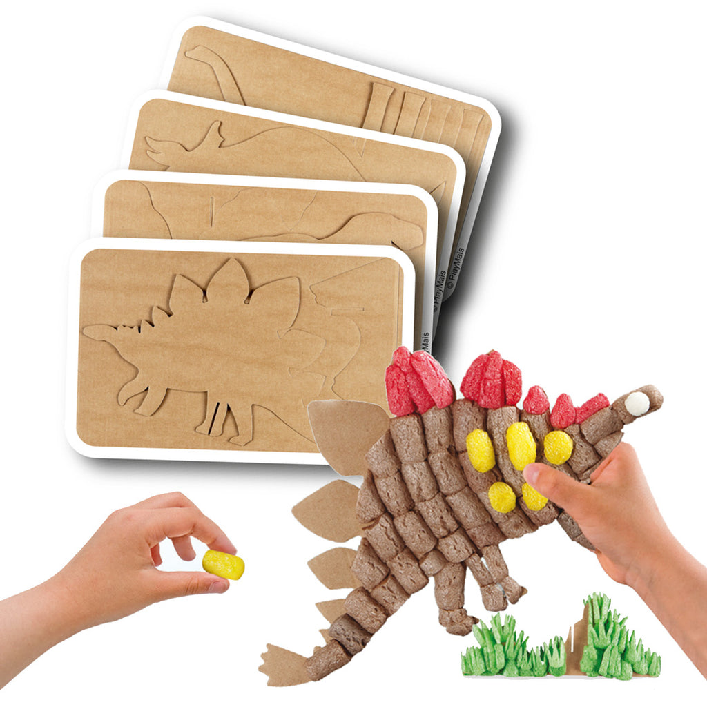 Playmais Dino-Karten zum Dekorieren, 4 Stück.