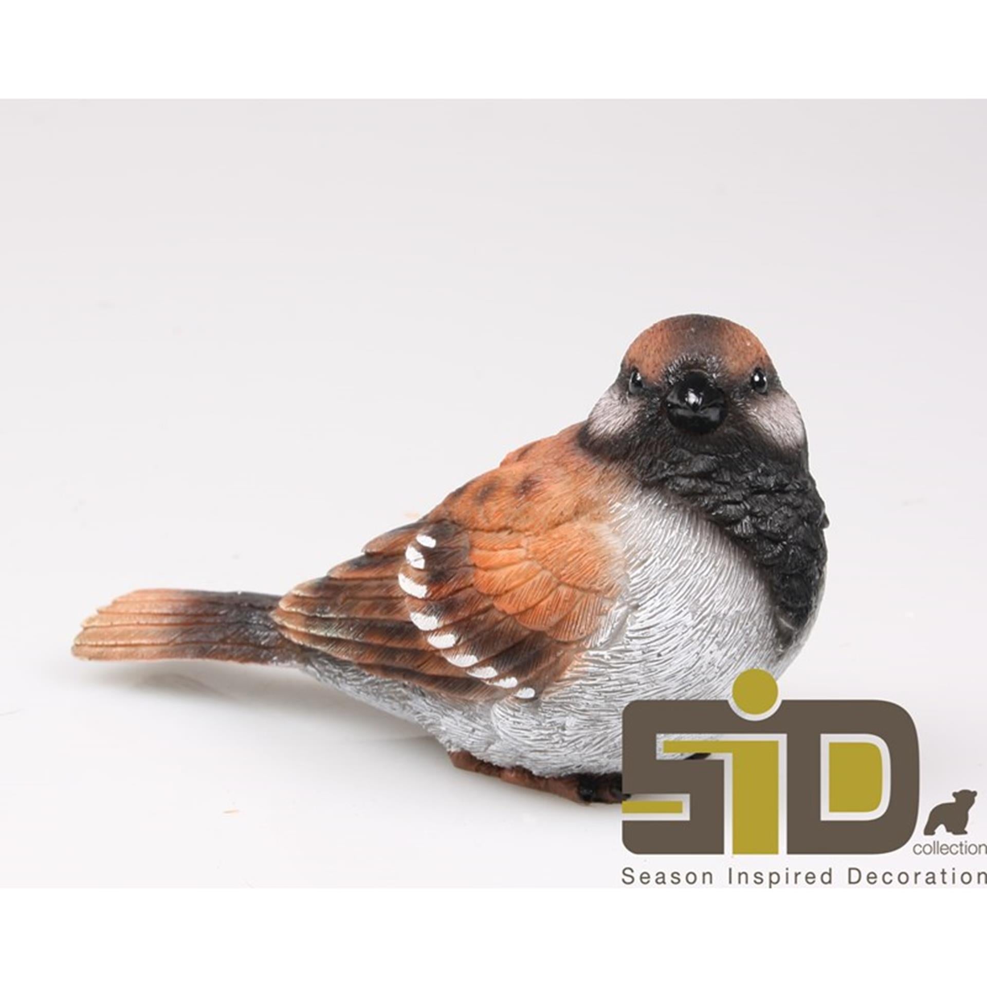 Season inspired decoration beeld vogel mus m 14,5x6,5x8,5cm