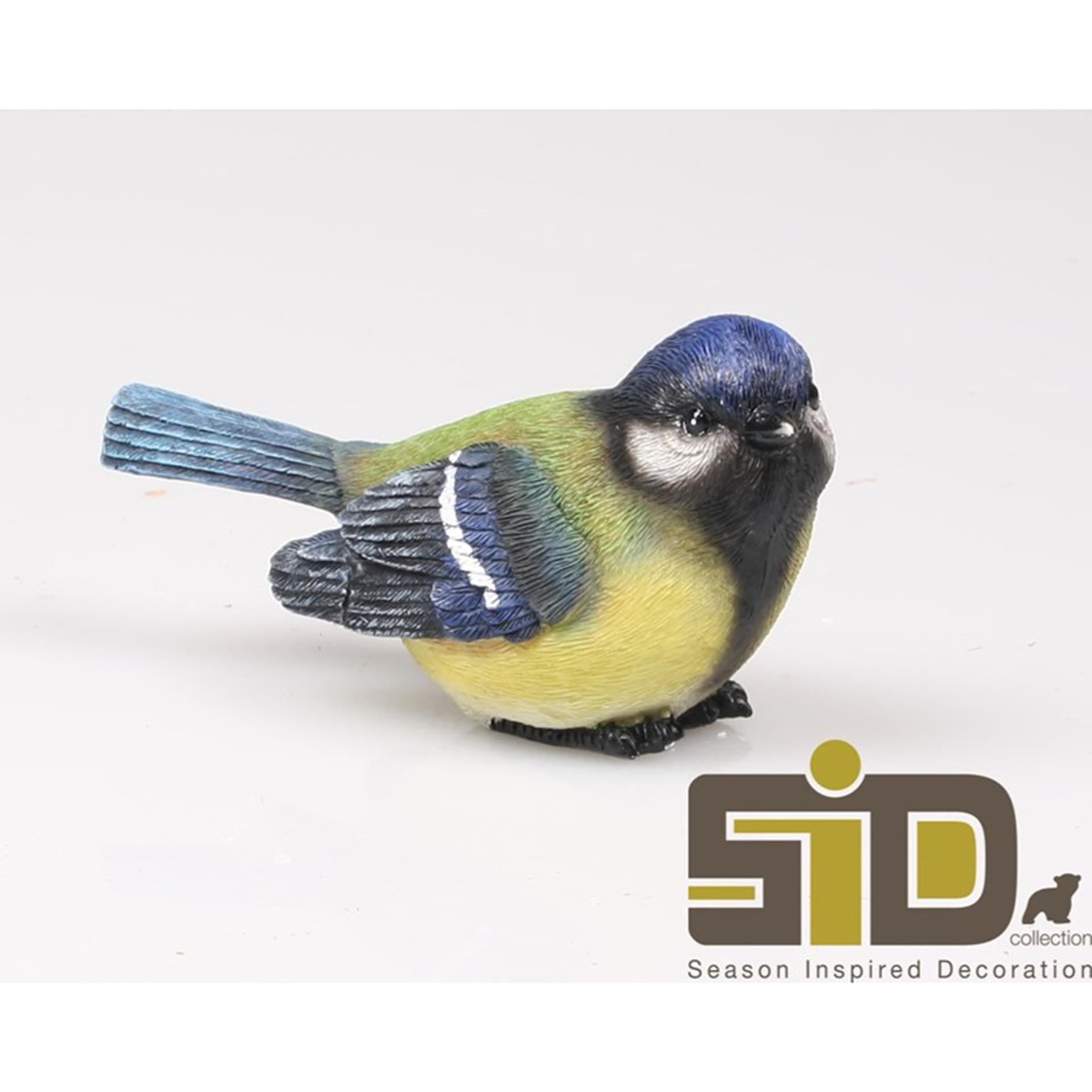 Season inspired decoration beeld vogel koolmeesje 12x5x6.5