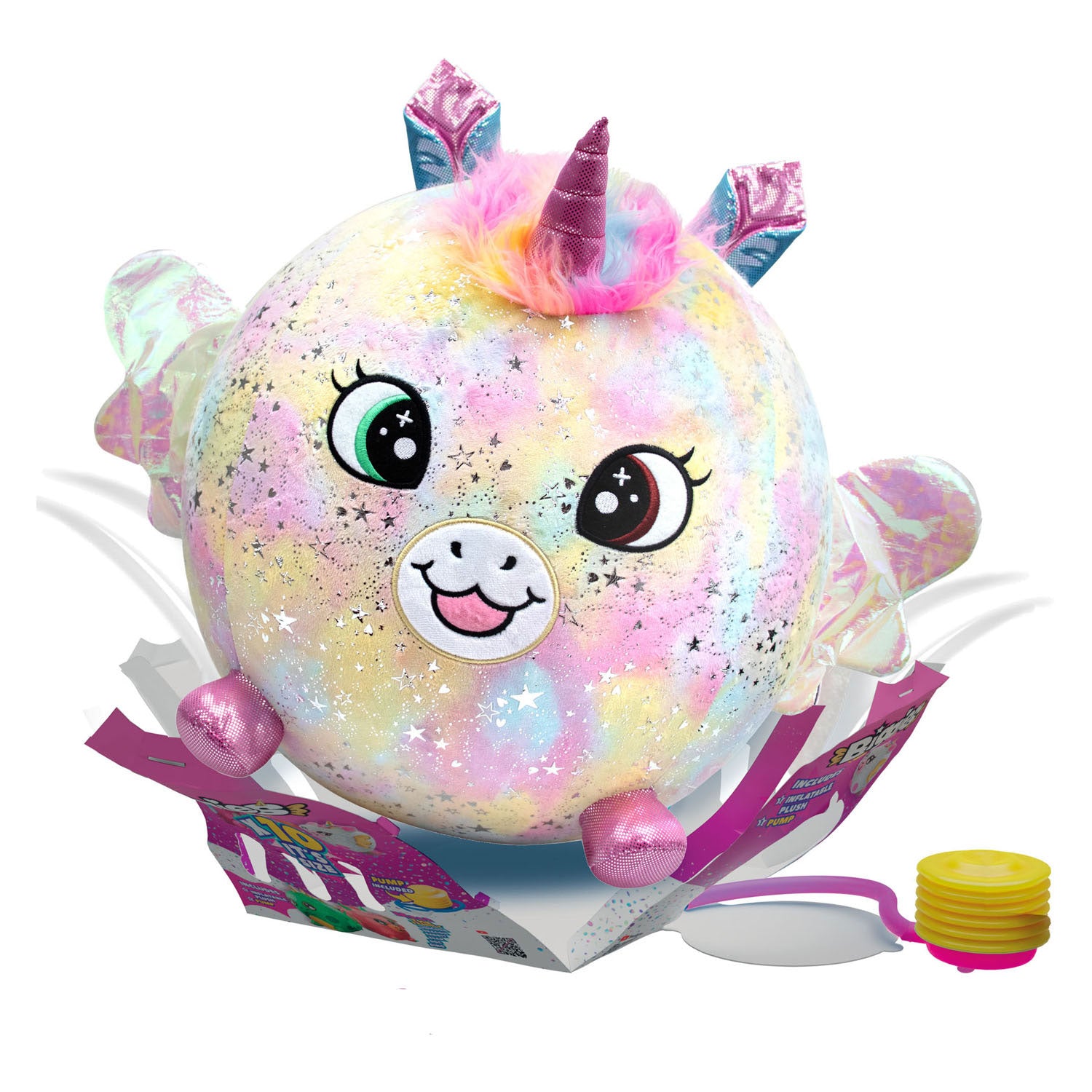 Moose Toys Biggies aufblasbares Einhorn-Regenbogen-Kuscheltier