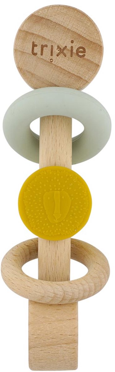 Trixie houten rollende rammelaar - mr. lion - eerste speelgoed baby - kraamcadeau - voor jongens meisjes