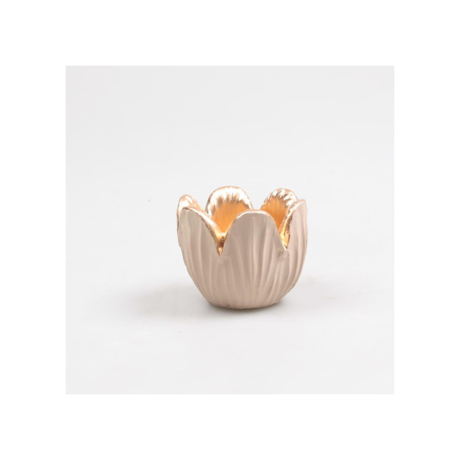 Season inspired decoration waxinelichthouder tulp camel 8,5x6,5cm