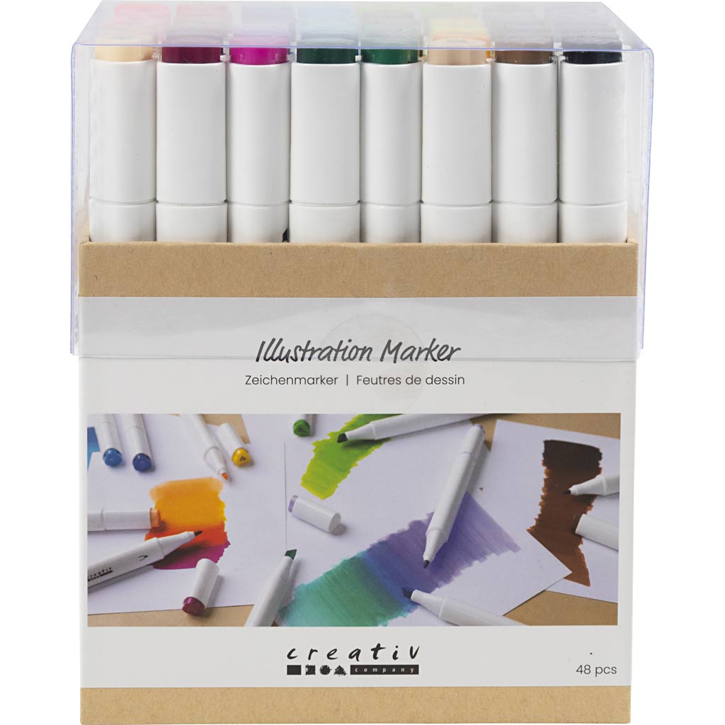 Creativ company tekenstift lijndikte 1+8mm standaardkleuren - 48st.
