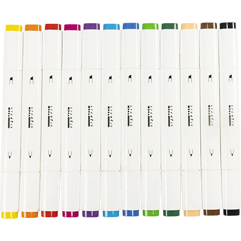 Creativ company tekenstift standaard kleuren, 12st. dubbelzijdig