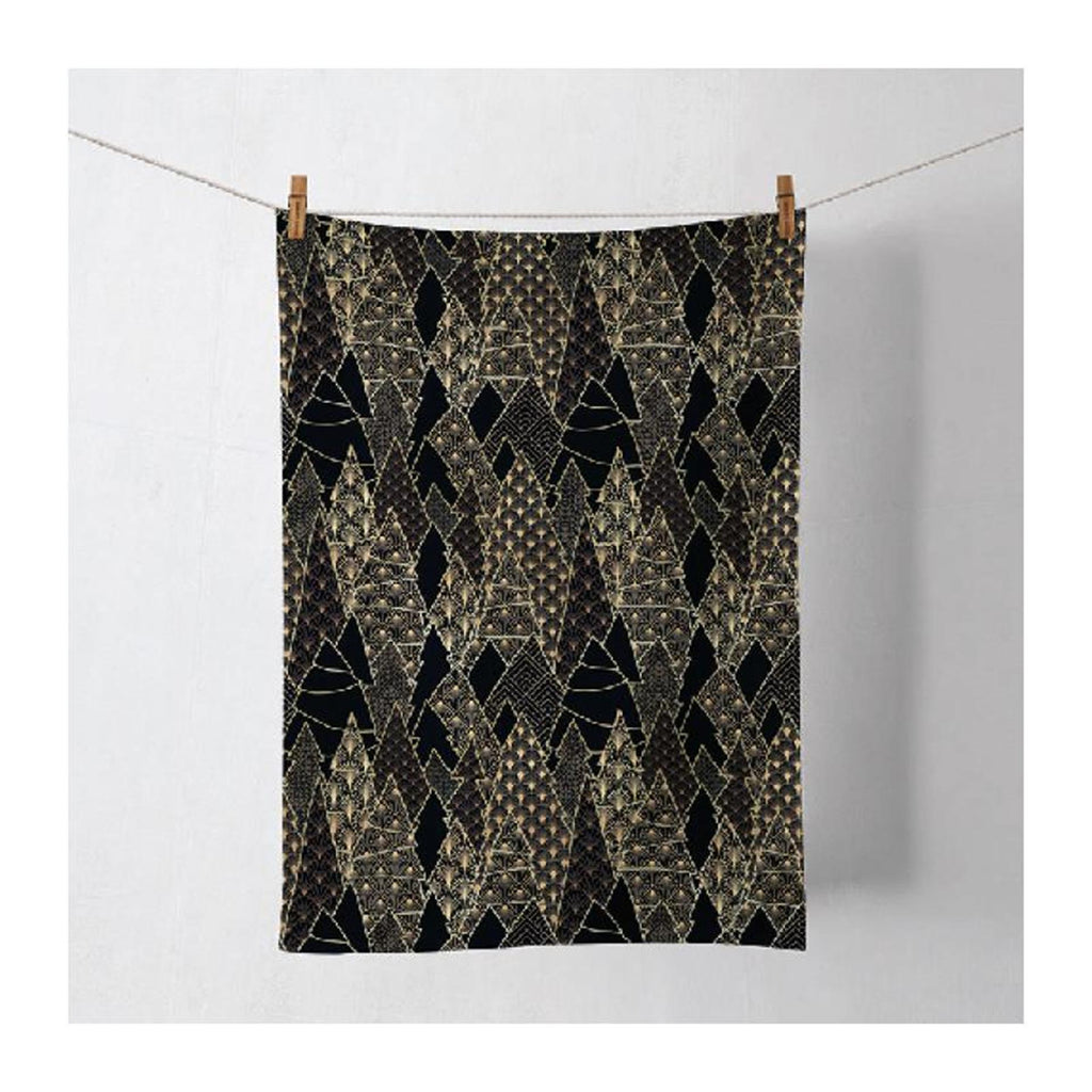 Ambiente keukendoek luxury trees zwart