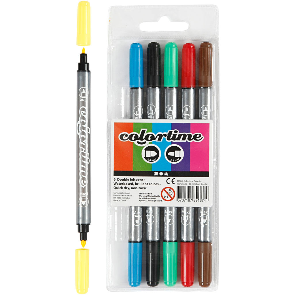 Creativ company dubbelzijdige stiften - basiskleuren, 6st.