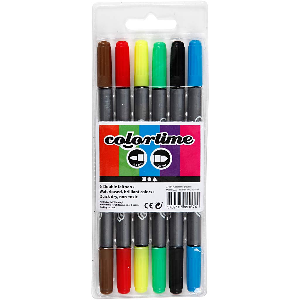 Creativ company dubbelzijdige stiften - basiskleuren, 6st.