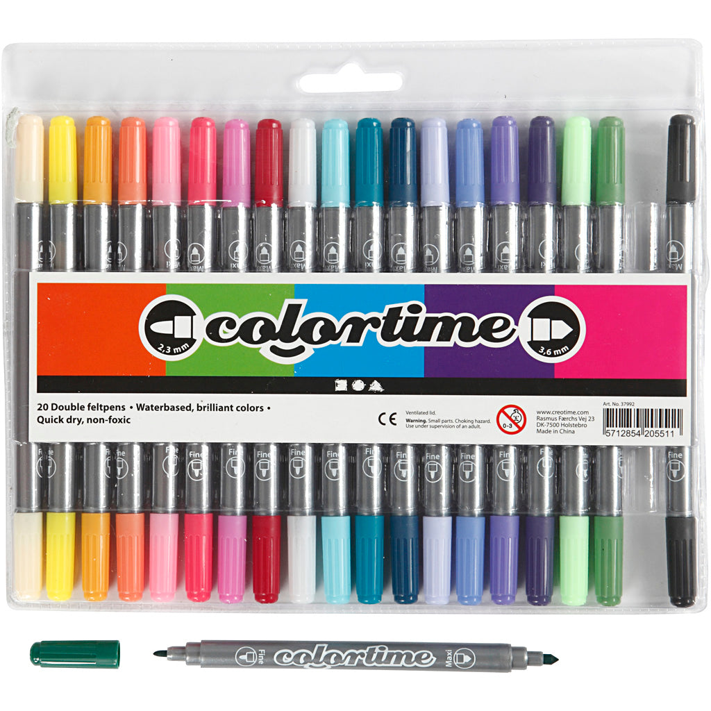 Creotime dubbelzijdige stiften - extra kleuren, 20st.