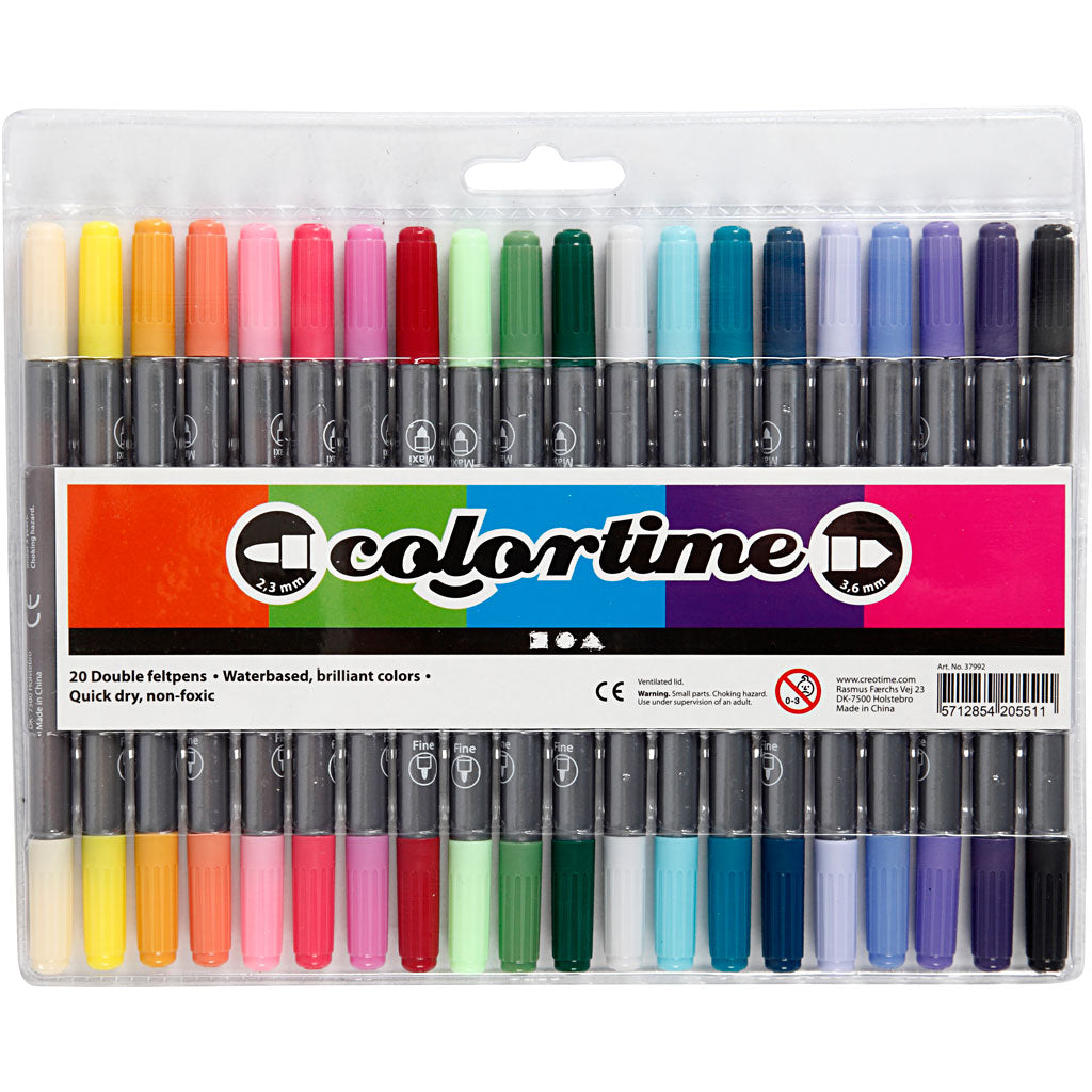 Creotime dubbelzijdige stiften - extra kleuren, 20st.