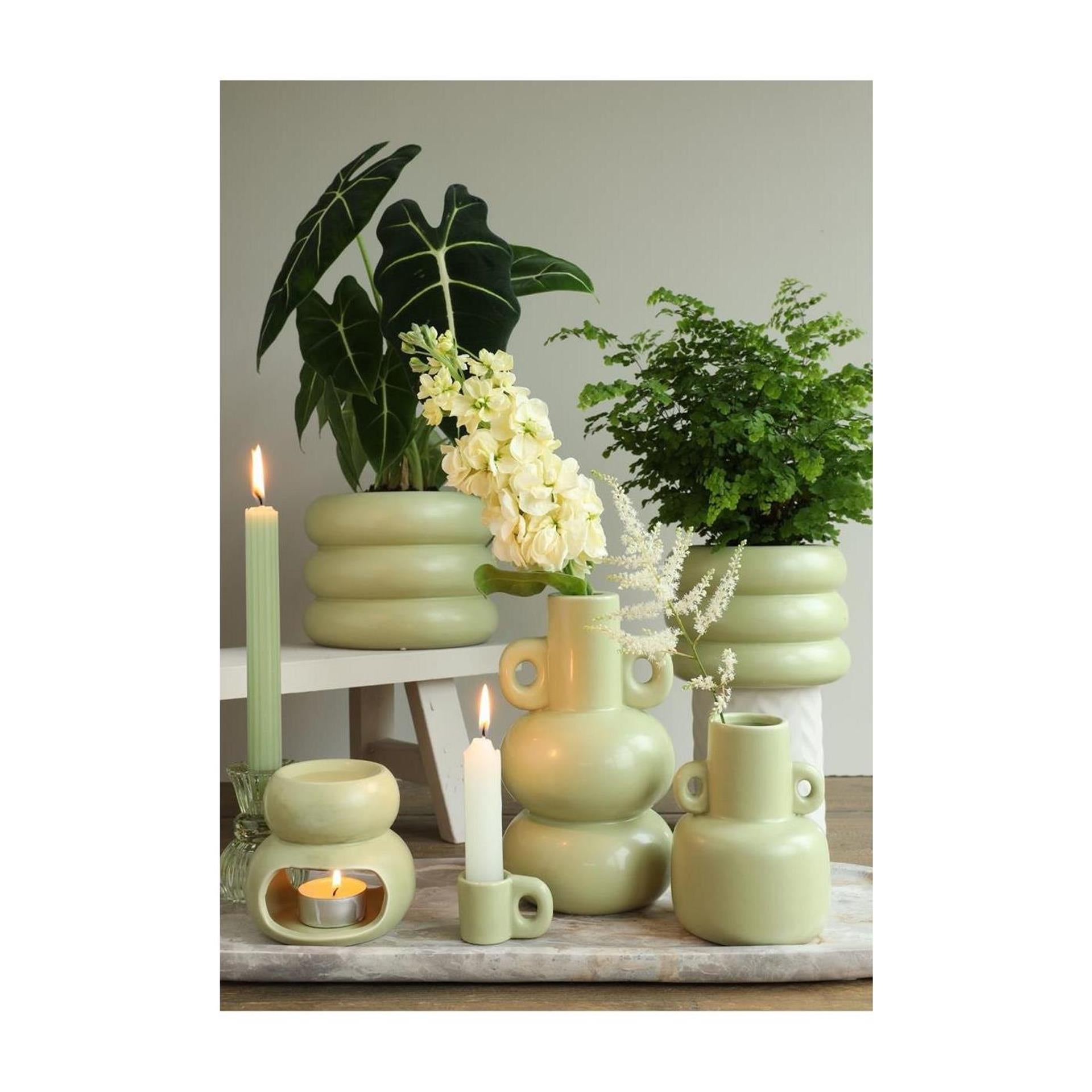 Ideas 4 seasons chubby kaarsenhouder h12cm jade groen
