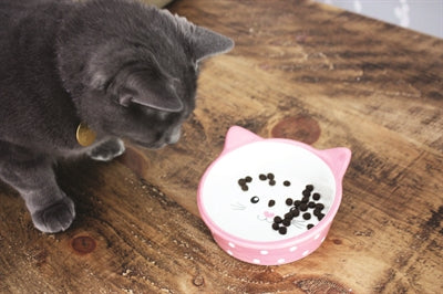 Happy Pet Katzenfutternapf, rosa-cremefarben, mit Polka-Dots