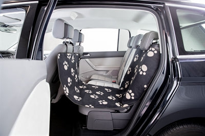 Trixie autodeken pootprint nylon fleece zwart beige
