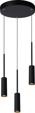 Lucide tubule - hanglamp - ø 26 cm - led - 3x7w 2700k - zwart