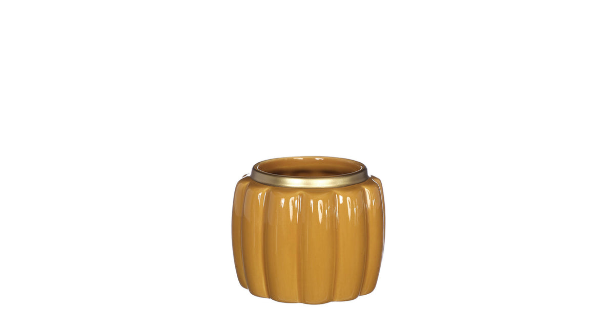 Pouff pot aardewerk ø9,5 h.7,6 cm mosterd