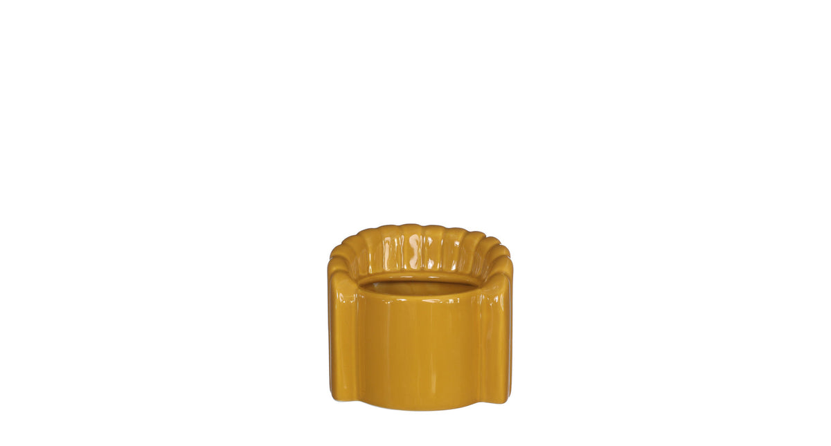 Pouff stoel aardewerk ø8,4 h.9 l.9,5 cm mosterd