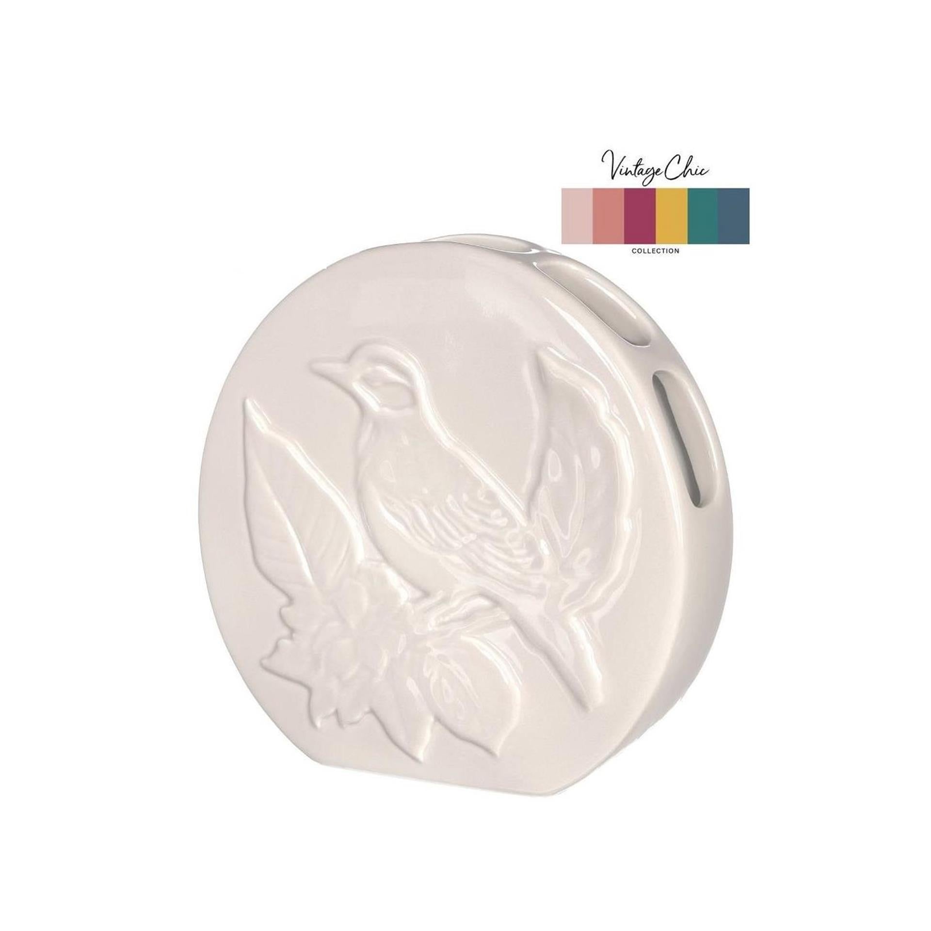 Ideas 4 seasons vaas bird crème ø6xh20cm