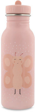 Trixie drinkfles – mrs. butterfly- rvs waterfles voor kinderen - 500ml - lekvrije fles - roze - vlinder