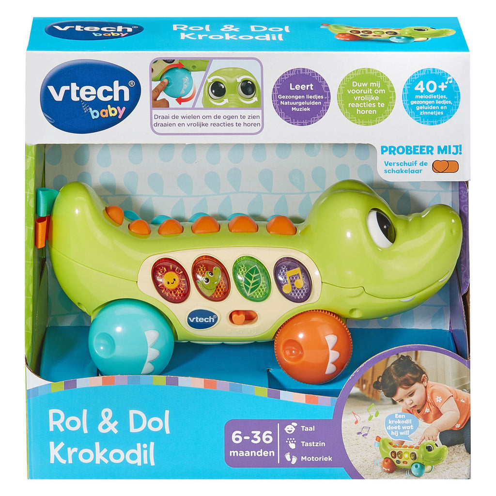Vtech baby dierenvriendjes krokodil - educatief baby speelgoed - activiteitenroller met lichts- en geluidseffecten - cadeau - vanaf 6 maanden