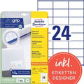 Avery universele etiketten, wit, 70,0 x 36,0 mm, permanent klevend