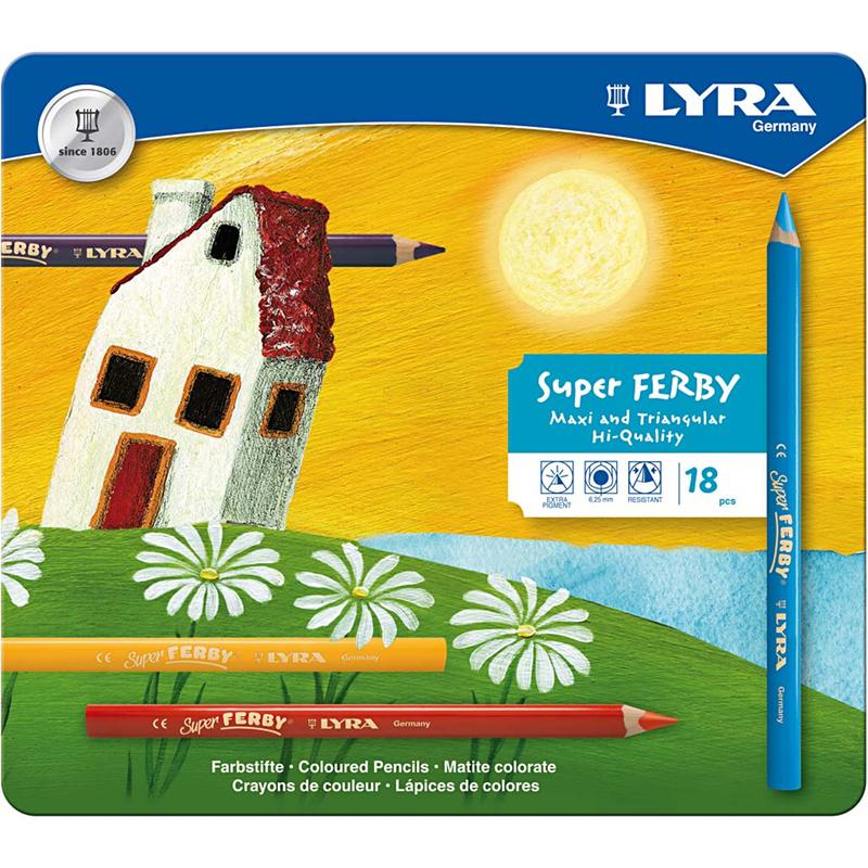 Lyra http: www.cchobby.nl super-ferby-1-kleurpotloden-l-18-cm-vulling-6-25-mm-diverse-kleuren-18-stuk-1-doos