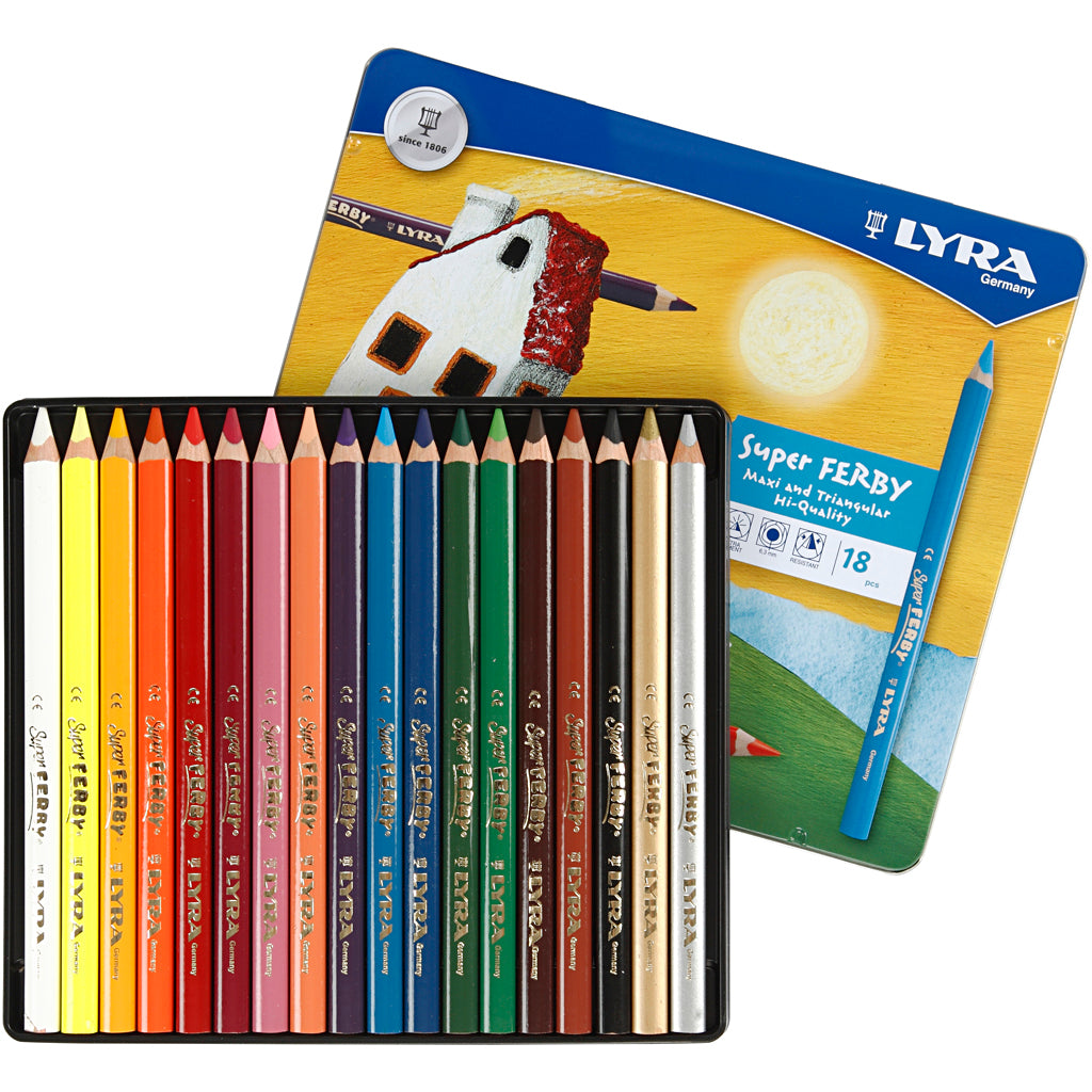 Lyra http: www.cchobby.nl super-ferby-1-kleurpotloden-l-18-cm-vulling-6-25-mm-diverse-kleuren-18-stuk-1-doos