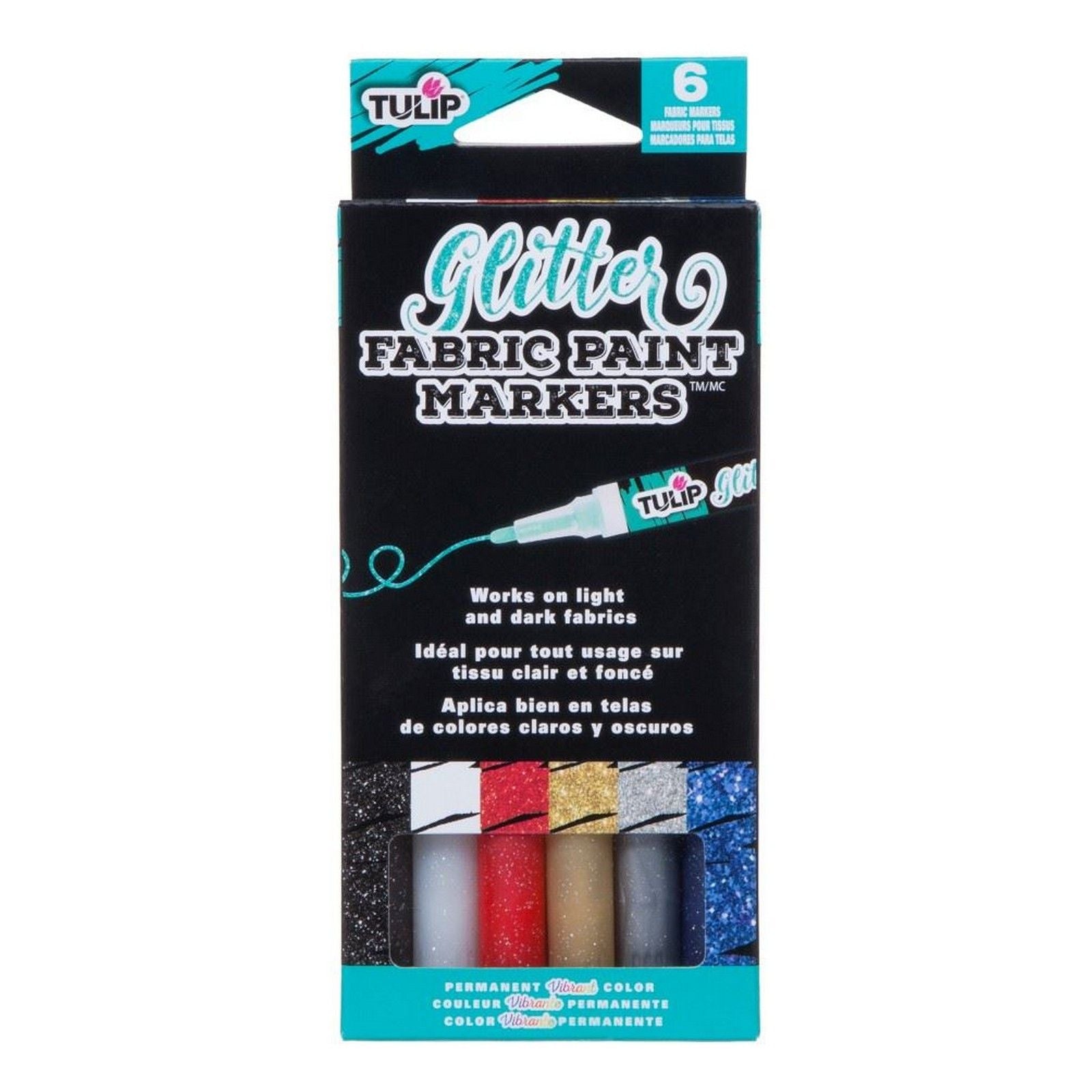Tulip • textielstiften dekkend glitter 6st.