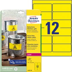 Laseretiket avery 99 - 1x42 - 3mm geel 20 vel 12 etiketten per vel