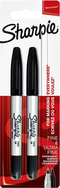 Sharpie markers met tweeledige punt | fijne en ultrafijne punten | zwart | 2 stuks
