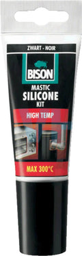 Bison siliconenkit high temp tube 60 ml, hittebestendig tot 300°c, makkelijk verwerkbaar, zwart, kleurvast, blijvend elastisch, makkelijk te verwerken, hittebestendig