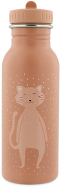Trixie drinkfles - mrs. cat - rvs waterfles voor kinderen - 500ml - lekvrije fles - roze - kat