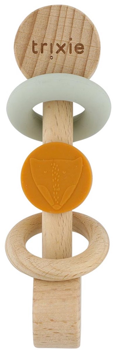 Trixie houten rollende rammelaar - mr. fox - eerste speelgoed baby - kraamcadeau - voor jongens meisjes