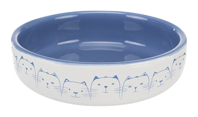 Trixie Futter- und Trinknapf, Katze mit flacher Nase, hellblau-weiß