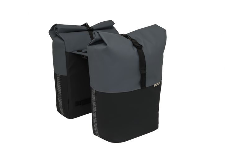 Dubbele fietstas New Looxs Nyborg MIK 34 liter - 30 x 17 x 37cm (x2) - donkergrijs zwart