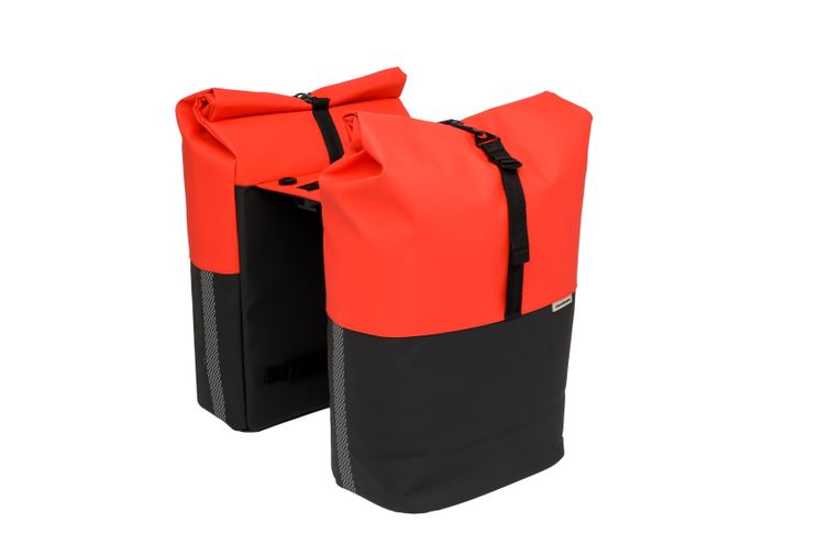 Dubbele fietstas New Looxs Nyborg MIK 34 liter - 30 x 17 x 37cm (x2) - rood zwart