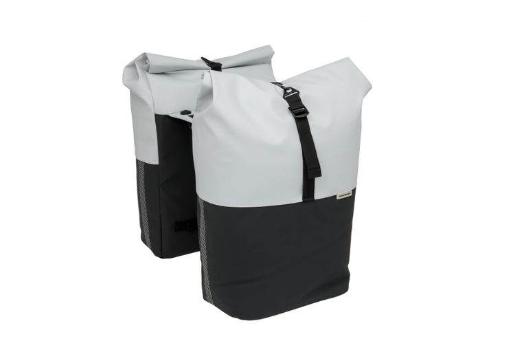 Dubbele fietstas New Looxs Nyborg MIK 34 liter - 30 x 17 x 37cm (x2) - lichtgrijs zwart