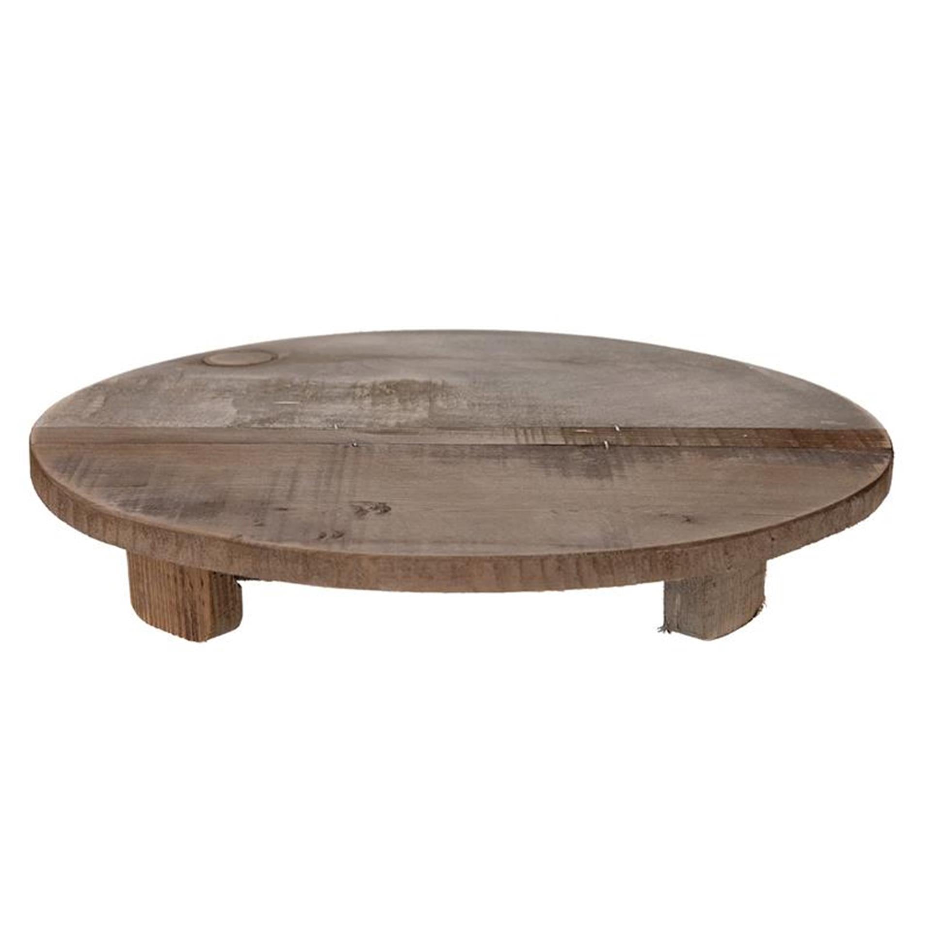 Naturel collections tray met voet oud hout ø38x7cm