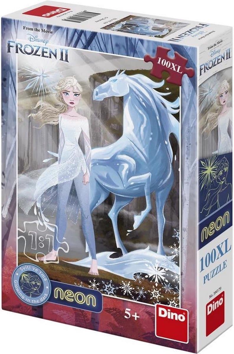 Dinotoys dino puzzel - glow in the dark disney frozen ii - 100 xl stukjes