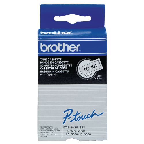 Tapes brother 12mmx8m zwart-transparant