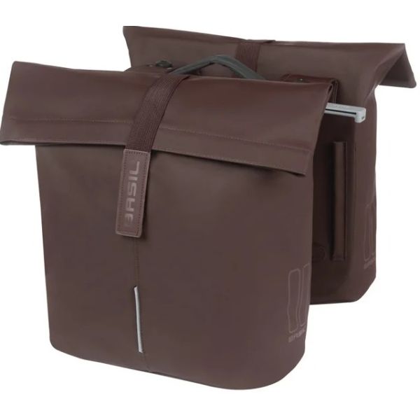 Doppelte Fahrradtasche Basil City MIK 28-32 Liter - geröstetes Braun