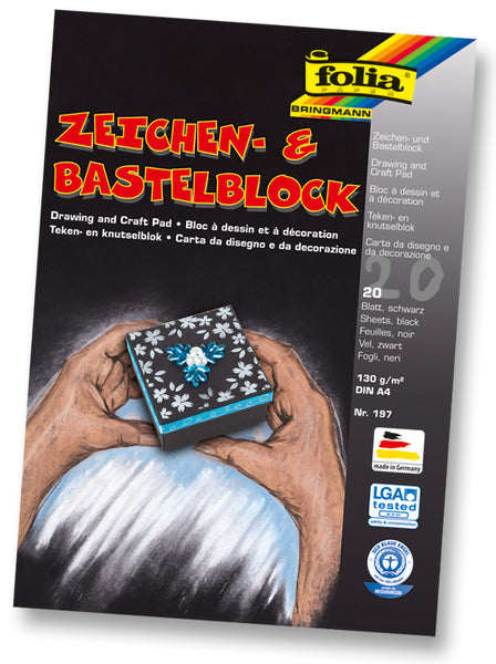 Folia fo-197 Zeichenblock A4, schwarz, 130 Gramm, 20 Blatt