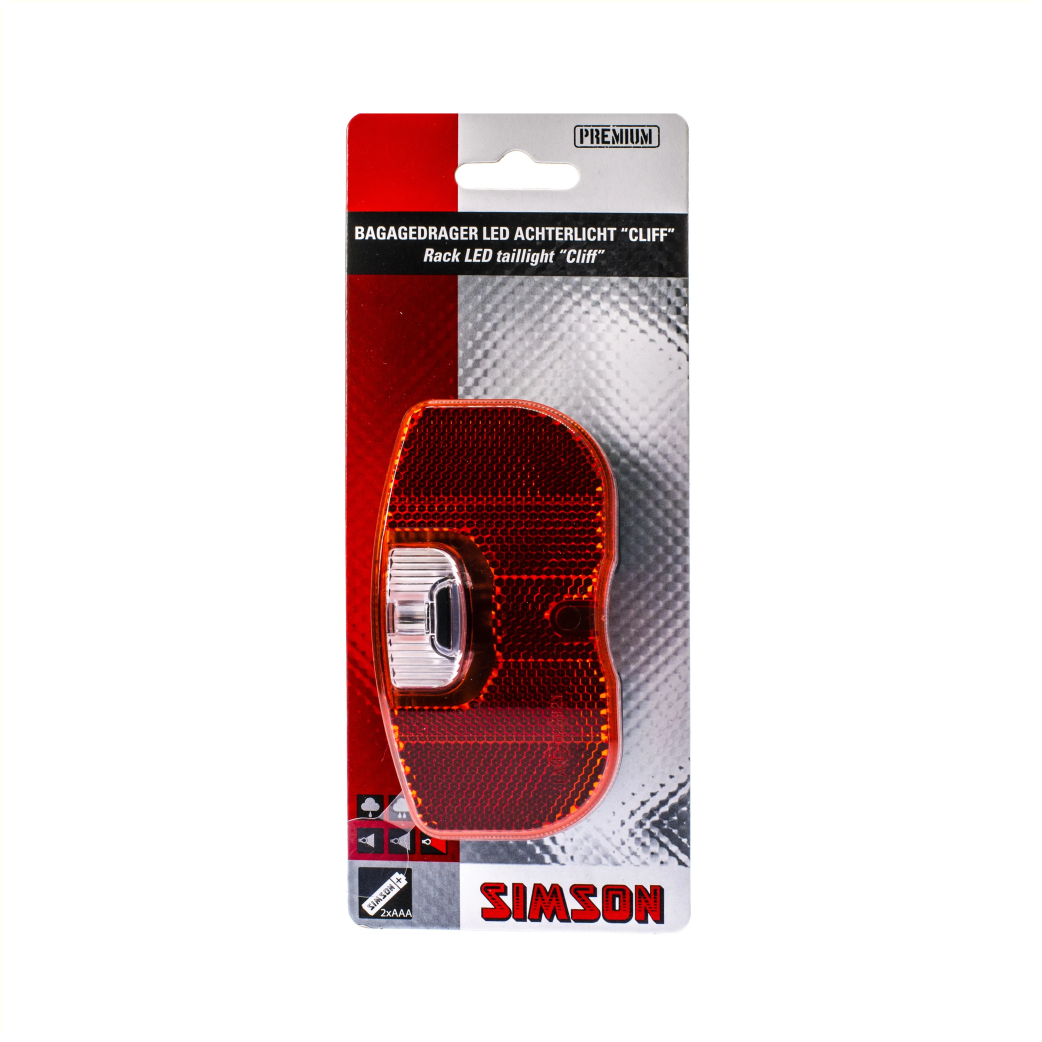 Simson Gepäckträger-Rücklicht „Cliff“ mit Batteriebetrieb, 1 LED, Ein/Aus