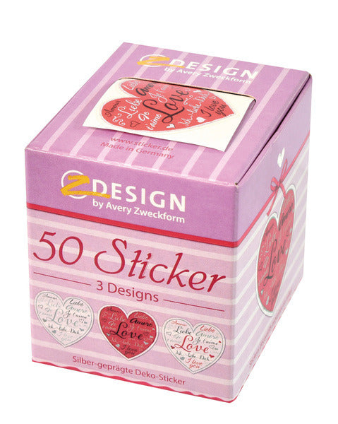 Avery AV-56813 Deko-Aufkleberbox Herzen, 3 Designs