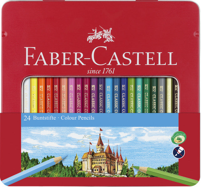 Faber Castell FC-115824 Buntstift Faber-Castell Castle Sechseciges Metalletui mit 24 Teilen